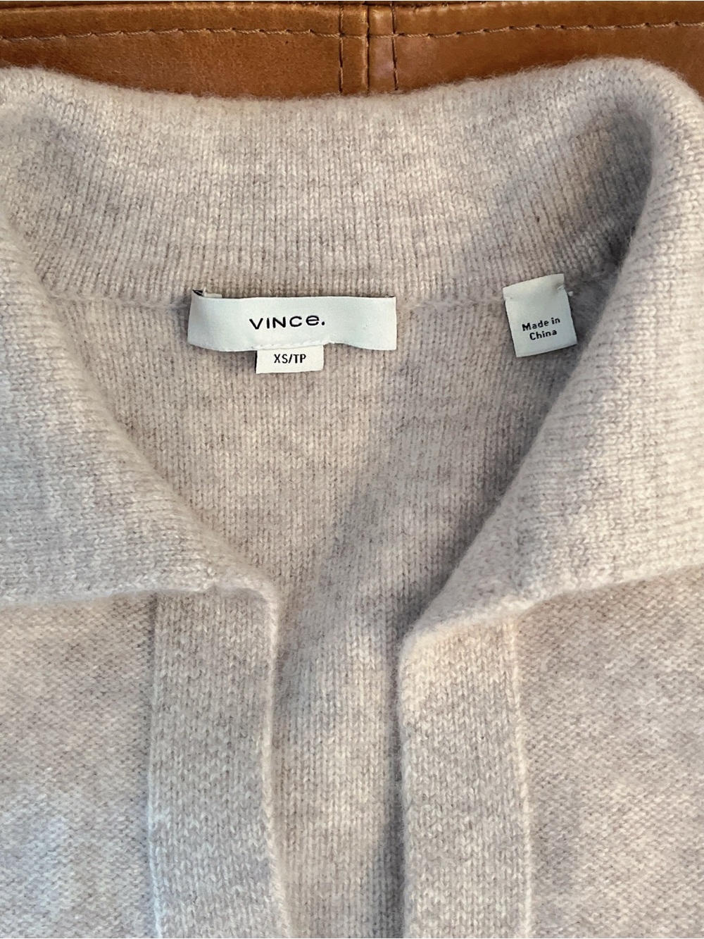 NWOT Vince Minimalist Luxury 100% Cashmere Cream Beige Polo Cardigan Sweater - Picture 3 of 10